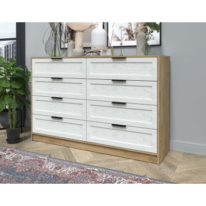 Kомод Тренд КТ-К157 (Дуб золотой ЛДСП/ Дуб полярный ЛМДФ) Ш1565 В1020 Г451